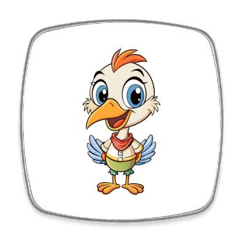 grue mignon personnage de dessin animé Kawaii Clipart - Magnet carré - blanc - Devant