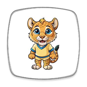 Cougar Cute Cartoon Character Kawaii Clipart - Square fridge magnet - white - Front