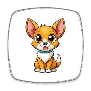 Chihuahua Dog Cartoon Character Kawaii Clipart - Square fridge magnet - white - Front
