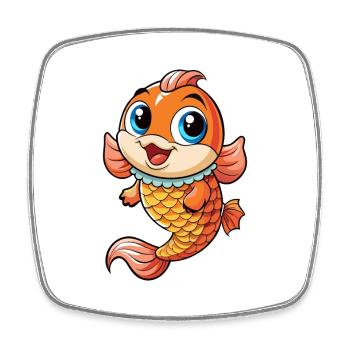Carp Cute Cartoon Character Kawaii Clipart - Square fridge magnet - white - Front