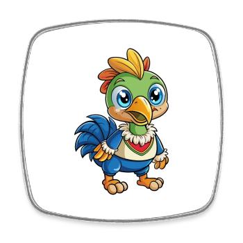 Cassowary Cute Cartoon Character Kawaii Clipart - Square fridge magnet - white - Front