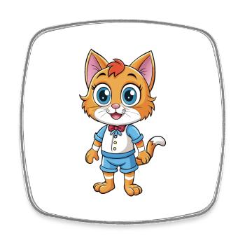 Cat Cute Cartoon Character Kawaii Clipart - Square fridge magnet - white - Front