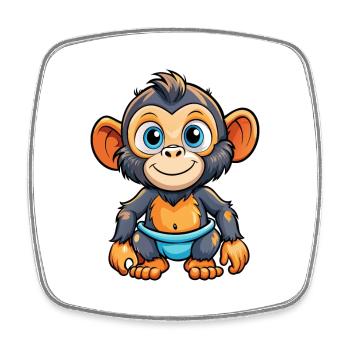 Bonobo Cute Cartoon Character Kawaii Clipart - Square fridge magnet - white - Front