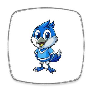 Geai bleu mignon personnage de dessin animé Kawaii Clipart - Magnet carré - blanc - Devant