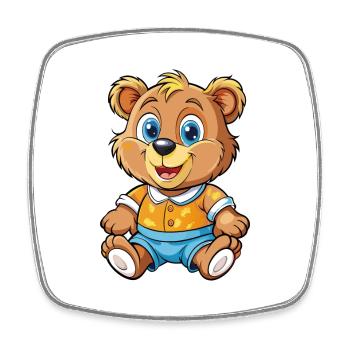 Bear Cute Cartoon Character Kawaii Clipart - Square fridge magnet - white - Front