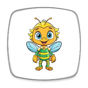 Bienenfresser Niedliche Zeichentrickfigur Kawaii Clipart - Viereckiger Kühlschrankmagnet - Weiß - Vorne