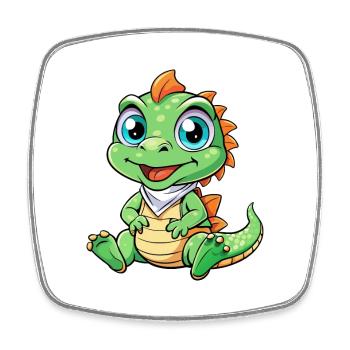 basilic mignon personnage de dessin animé Kawaii Clipart - Magnet carré - blanc - Devant