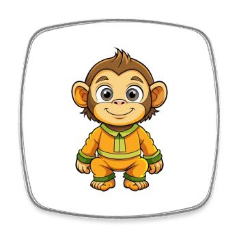 Schimpanse Niedliche Zeichentrickfigur Kawaii Clipart - Viereckiger Kühlschrankmagnet - Weiß - Vorne