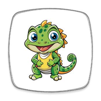 caméléon mignon personnage de dessin animé Kawaii Clipart - Magnet carré - blanc - Devant