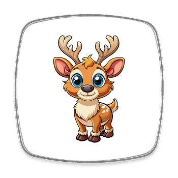 Karibu Niedliche Zeichentrickfigur Kawaii Clipart - Viereckiger Kühlschrankmagnet - Weiß - Vorne