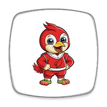 Cardinal Cute Cartoon Character Kawaii Clipart - Square fridge magnet - white - Front