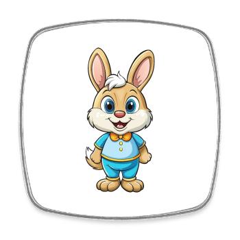 Hase Niedliche Cartoon Figur Kawaii Clipart - Viereckiger Kühlschrankmagnet - Weiß - Vorne