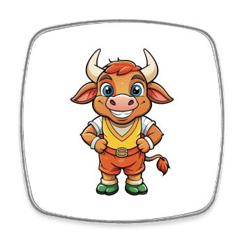Bull Cute Cartoon Character Kawaii Clipart - Square fridge magnet - white - Front