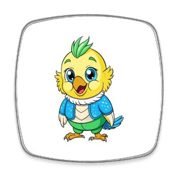 Perruche perruche mignon personnage de dessin animé Kawaii Clipart - Magnet carré - blanc - Devant