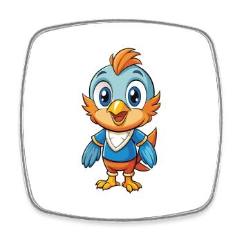 oiseau mignon personnage de dessin animé Kawaii Clipart - Magnet carré - blanc - Devant