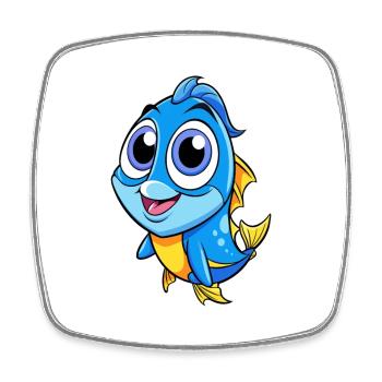 Bleu tang Mignon Personnage de dessin animé Kawaii Clipart - Magnet carré - blanc - Devant