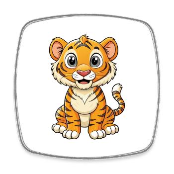 Bengal Tiger Cartoon Character Kawaii Clipart - Square fridge magnet - white - Front