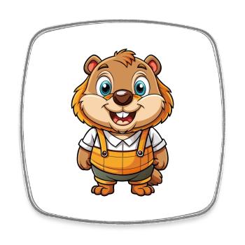 Biber Niedliche Zeichentrickfigur Kawaii Clipart - Viereckiger Kühlschrankmagnet - Weiß - Vorne