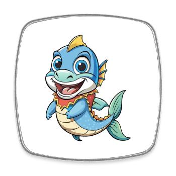 Barracuda Mignon Personnage De Dessin Animé Kawaii Clipart - Magnet carré - blanc - Devant