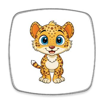 Cheetah Cute Cartoon Character Kawaii Clipart - Square fridge magnet - white - Front