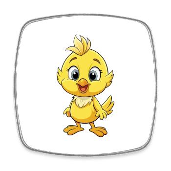 Kanarienvogel Niedliche Cartoon Figur Kawaii Clipart - Viereckiger Kühlschrankmagnet - Weiß - Vorne