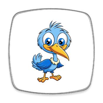 Blue Heron Cute Cartoon Character Kawaii Clipart - Square fridge magnet - white - Front