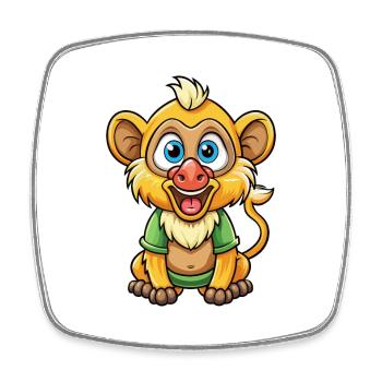 Pavian Niedliche Zeichentrickfigur Kawaii Clipart - Viereckiger Kühlschrankmagnet - Weiß - Vorne