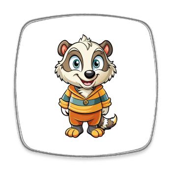 Dachs Niedliche Zeichentrickfigur Kawaii Clipart - Viereckiger Kühlschrankmagnet - Weiß - Vorne