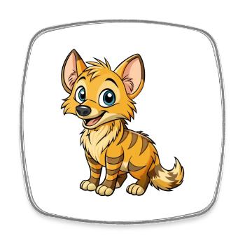 Aardwolf Niedliche Zeichentrickfigur Kawaii Clipart - Viereckiger Kühlschrankmagnet - Weiß - Vorne