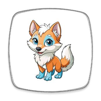 Renard arctique Mignon Personnage de dessin animé Kawaii Clipart - Magnet carré - blanc - Devant