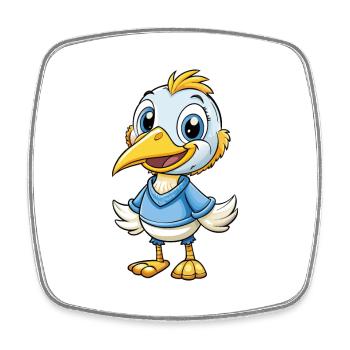 Avocet Cute Cartoon Character Kawaii Clipart - Square fridge magnet - white - Front