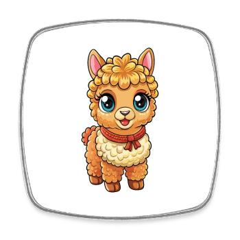 Alpaca Cute Cartoon Character Kawaii Clipart - Square fridge magnet - white - Front