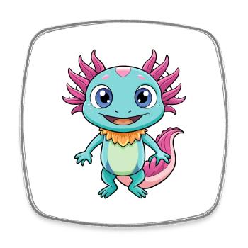 axolotl mignon personnage de dessin animé Kawaii Clipart - Magnet carré - blanc - Devant