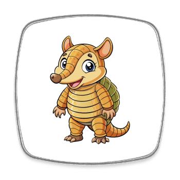 tatou mignon personnage de dessin animé Kawaii Clipart - Magnet carré - blanc - Devant