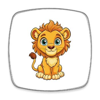 Lion asiatique personnage de dessin animé Kawaii Clipart - Magnet carré - blanc - Devant