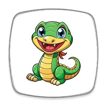 Anaconda Cute Cartoon Character Kawaii Clipart - Square fridge magnet - white - Front