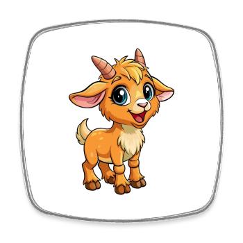 Alpine Goat Cute Cartoon Character Kawaii Clipart - Square fridge magnet - white - Front