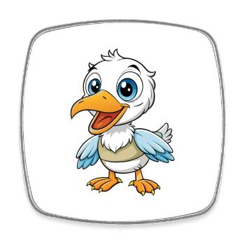 Albatross Cute Cartoon Character Kawaii Clipart - Square fridge magnet - white - Front