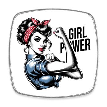 Frauenpower Stärke Frau Rockabilly Geschenk - Viereckiger Kühlschrankmagnet - Weiß - Vorne