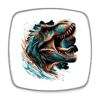 Roaring T-Rex Dinosaur Gift - Square fridge magnet - white - Front