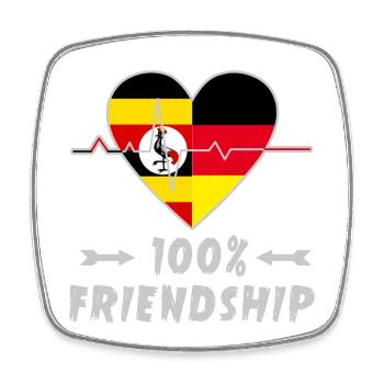 Uganda und Deutschland 100% Freundschaft - Viereckiger Kühlschrankmagnet - Weiß - Vorne