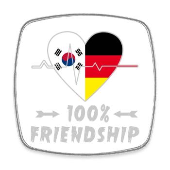 100 % amitié entre la Corée du Sud et l'Allemagne - Magnet carré - blanc - Devant