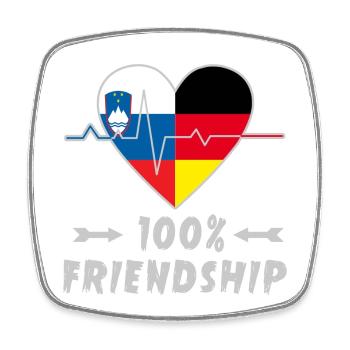 Slowenien und Deutschland 100% Freundschaft - Viereckiger Kühlschrankmagnet - Weiß - Vorne
