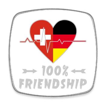 100 % amitié entre la Suisse et l'Allemagne - Magnet carré - blanc - Devant