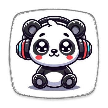 niedliches Panda Kopfhörer Motiv - Viereckiger Kühlschrankmagnet - Weiß - Vorne