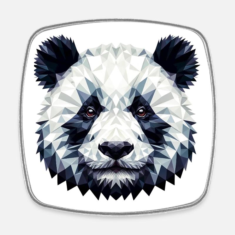 Polygonaler Panda - Viereckiger Kühlschrankmagnet - Weiß