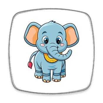Elefant Niedliche Zeichentrickfigur Kawaii Clipart - Viereckiger Kühlschrankmagnet - Weiß - Vorne