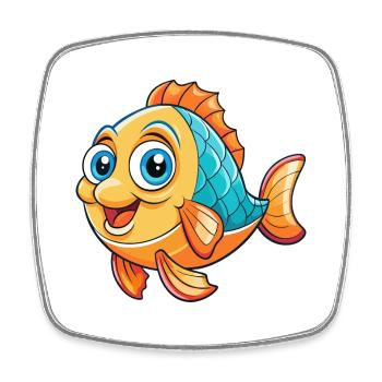 poisson mignon personnage de dessin animé Kawaii Clipart - Magnet carré - blanc - Devant