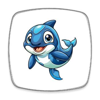 Orque Mignon Personnage De Dessin Animé Kawaii Clipart - Magnet carré - blanc - Devant