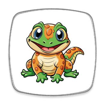 Salamander Niedliche Zeichentrickfigur Kawaii Clipart - Viereckiger Kühlschrankmagnet - Weiß - Vorne